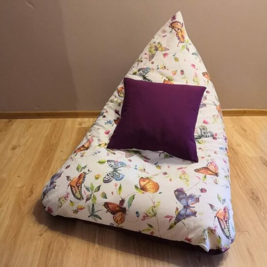 Lila pillangós padló babzsák felnőtt