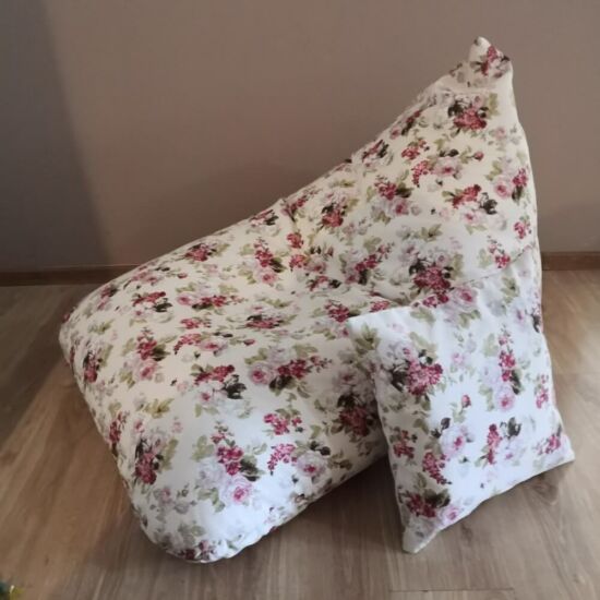 Ekrü vintage rózsás babzsák párna
